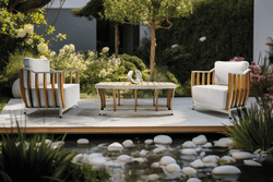 Комплект Storm Seating Set. Диван + 2 Кресла + Стол. Алюминий, ироко. Поставка 45 дней.