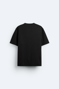 ZARA ФУТБОЛКА ИЗ РЕЛЬЕФНОЙ ТКАНИ, ЧЕРНЫЙ