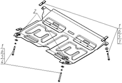Защита картера Двигателя, КПП. 2 мм, Сталь. для Toyota Camry, Lexus ES 250 2012-2018 MOTODOR.72502