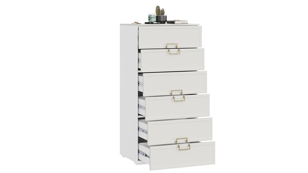Комод для одежды с ящиками Белый холст/Белый Жемчуг 6 ящика 60х43х121 см