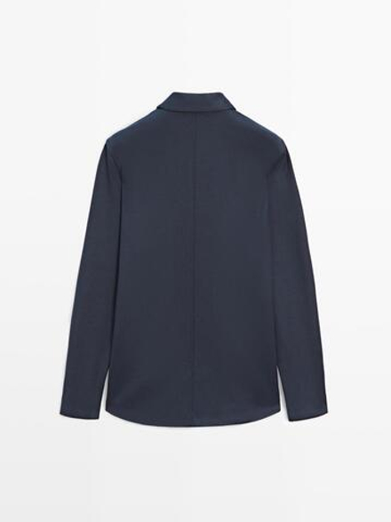 Massimo Dutti Куртка-рубашка с карманами на пуговицах, темно-синий