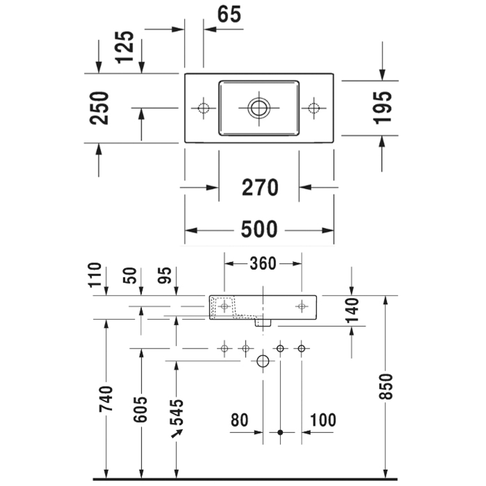 Раковина Duravit Vero Air 0724500009 накладная 50 см, цвет белый