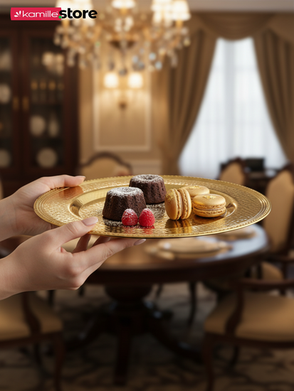 Тарелка сервировочная подстановочная 33 см. металлическая