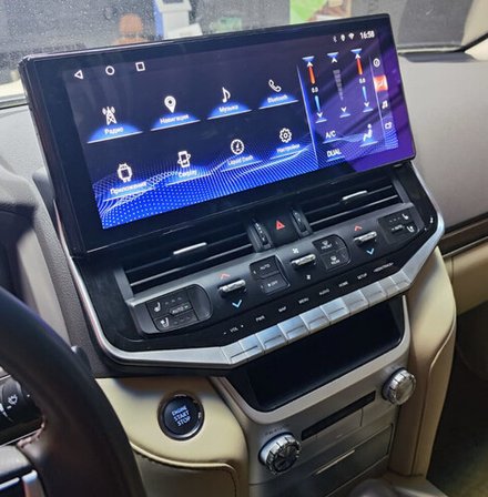Магнитола Toyota Land Cruiser 200 2016-2021 (отдельный экран климата) - Carmedia KP-T1603 монитор 16.3"! на Android 10, 6ГБ+128ГБ, 4G SIM-слот, беспроводная зарядка