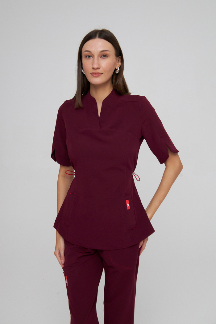 Топ медицинский женский Ньюлук, бордо ОЛД