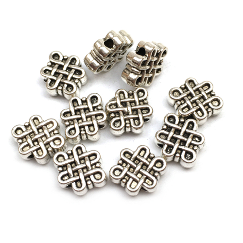 Бусины "Китайский узел" 11х9 мм, под серебро