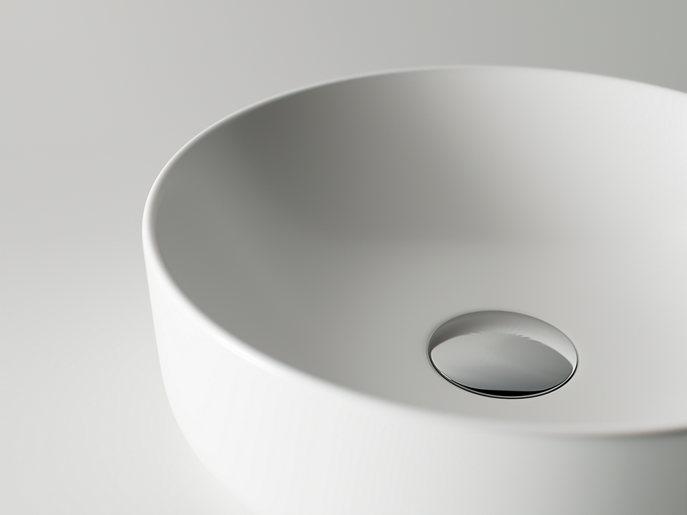 Умывальник чаша накладная круглая (цвет Белый Матовый) Element 355x355x125мм