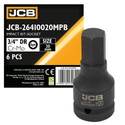 Головка-бита ударная 6-гранная 3/4'', 20мм JCB JCB-26410020MPB
