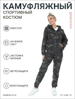 Спортивный костюм камуфляжный на флисе с Рипстопом RWFCITY