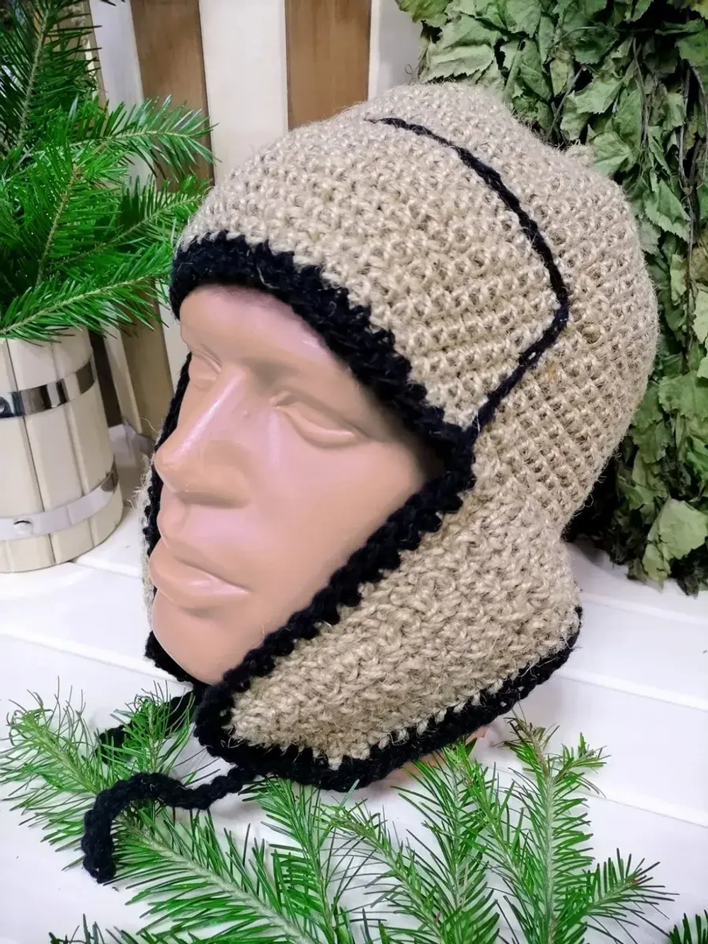 Шапка для бани джутовая