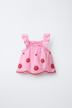 ZARA ТОП С ВЫШИВКОЙ, РОЗОВЫЙ