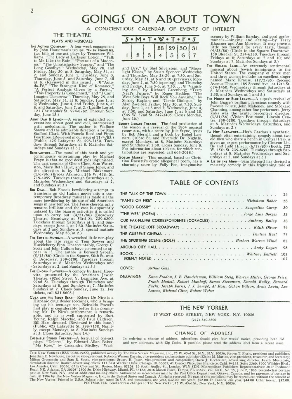 Журнал The New Yorker 02-06-1986
