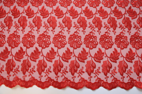 Вышивка на сетке красная