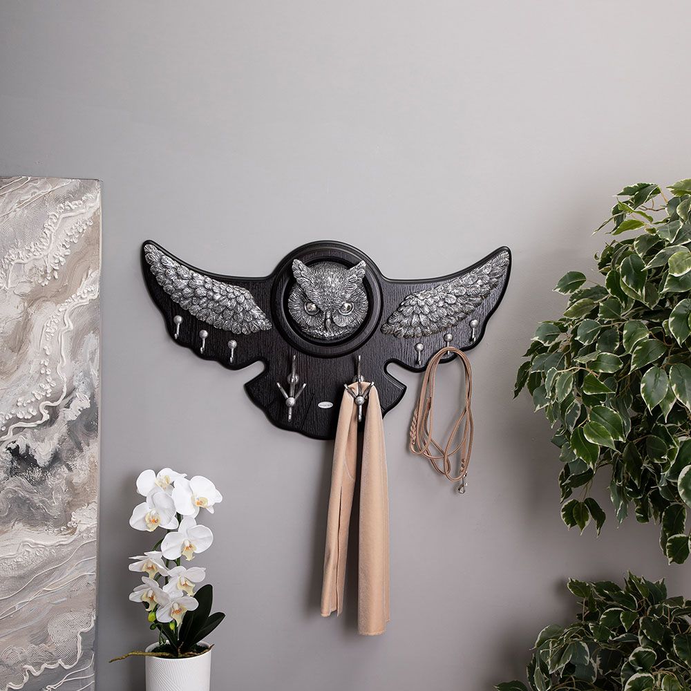 Вешалка настенная Bubo Орех Оберджин Античное Серебро