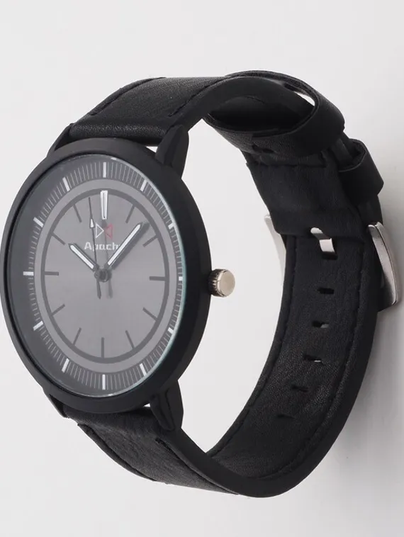 Часы наручные мужские "Арес", d=4.5 см, чёрный ремешок