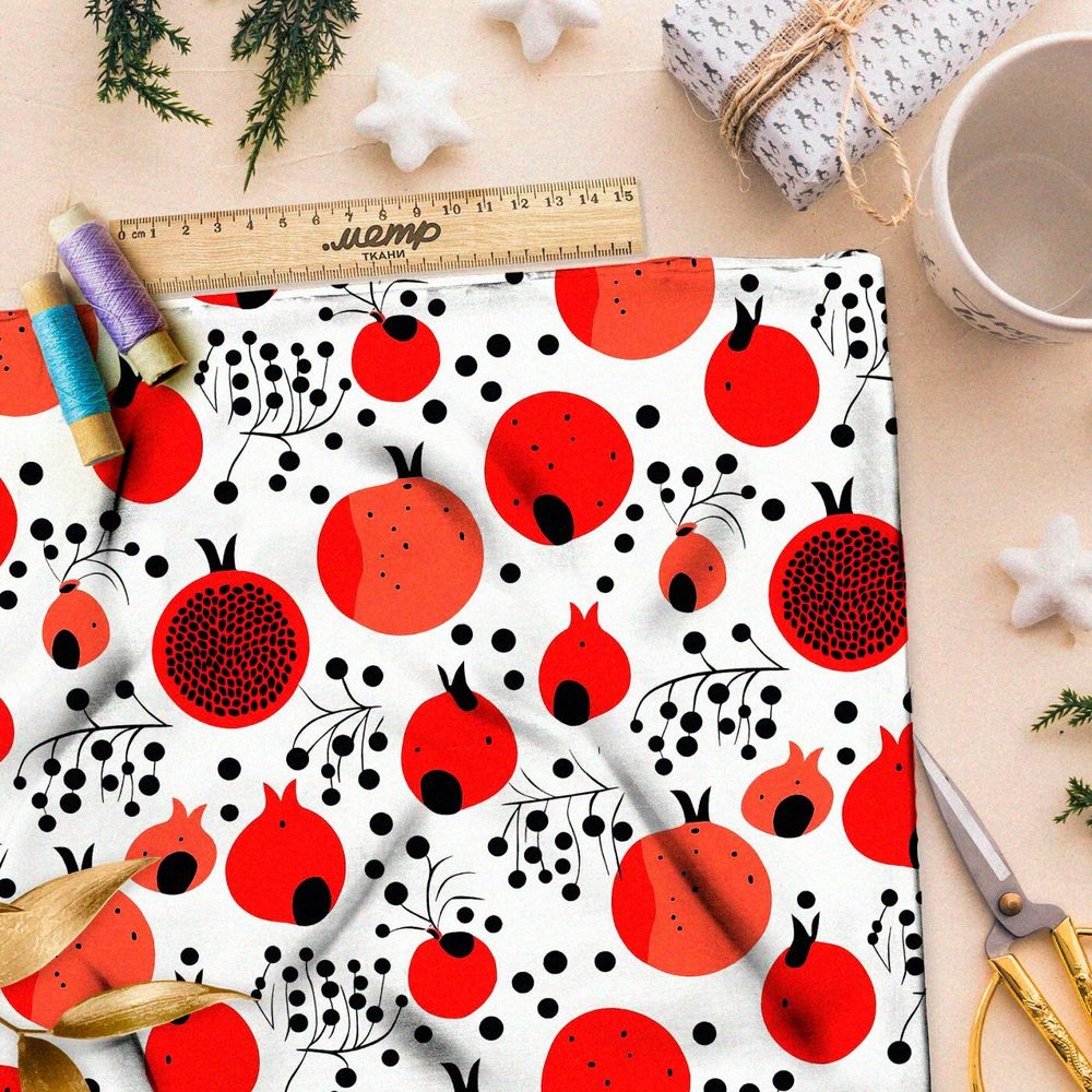 Ткань премиум шифон фантазийные фрукты