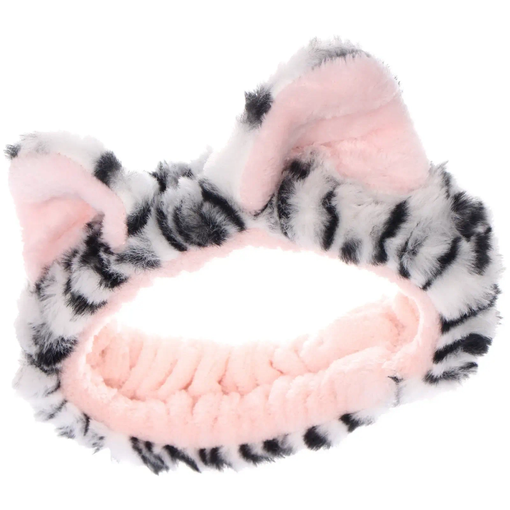 Повязка на голову косметическая «ДАЙМОНД РУШ», тигрица, цвет серый и коричневый, 20*5.5см (ZIP пакет)