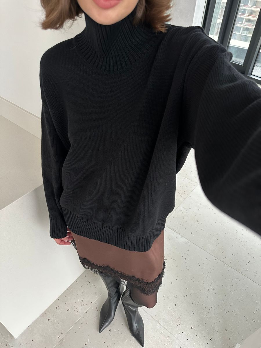 Свитер из шерсти мериноса OVER черный