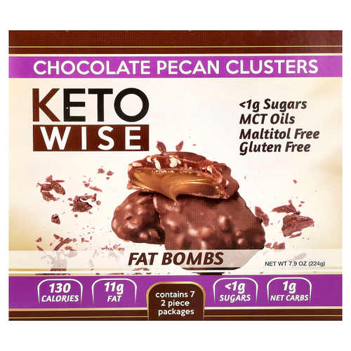 Keto Wise, Fat Bombs, кусочки шоколада и пекана, 7 пакетиков, 224 г (7,9 унции)