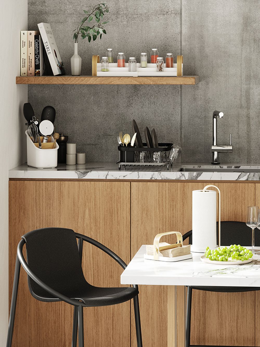 Держатель для салфеток Bellwood, белый/натуральное дерево