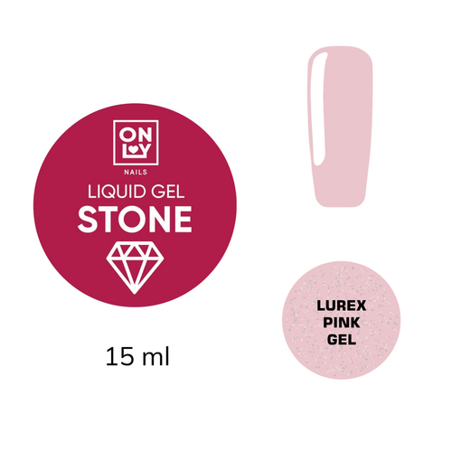 OnlyNails Liquid Gel Stone, Lurex Pink, 15 ml