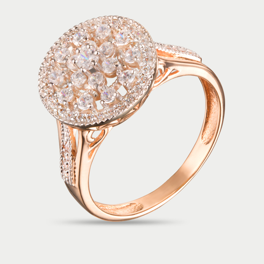 Кольцо для женщин из розового золота 585 пробы с фианитами (арт. К-211)