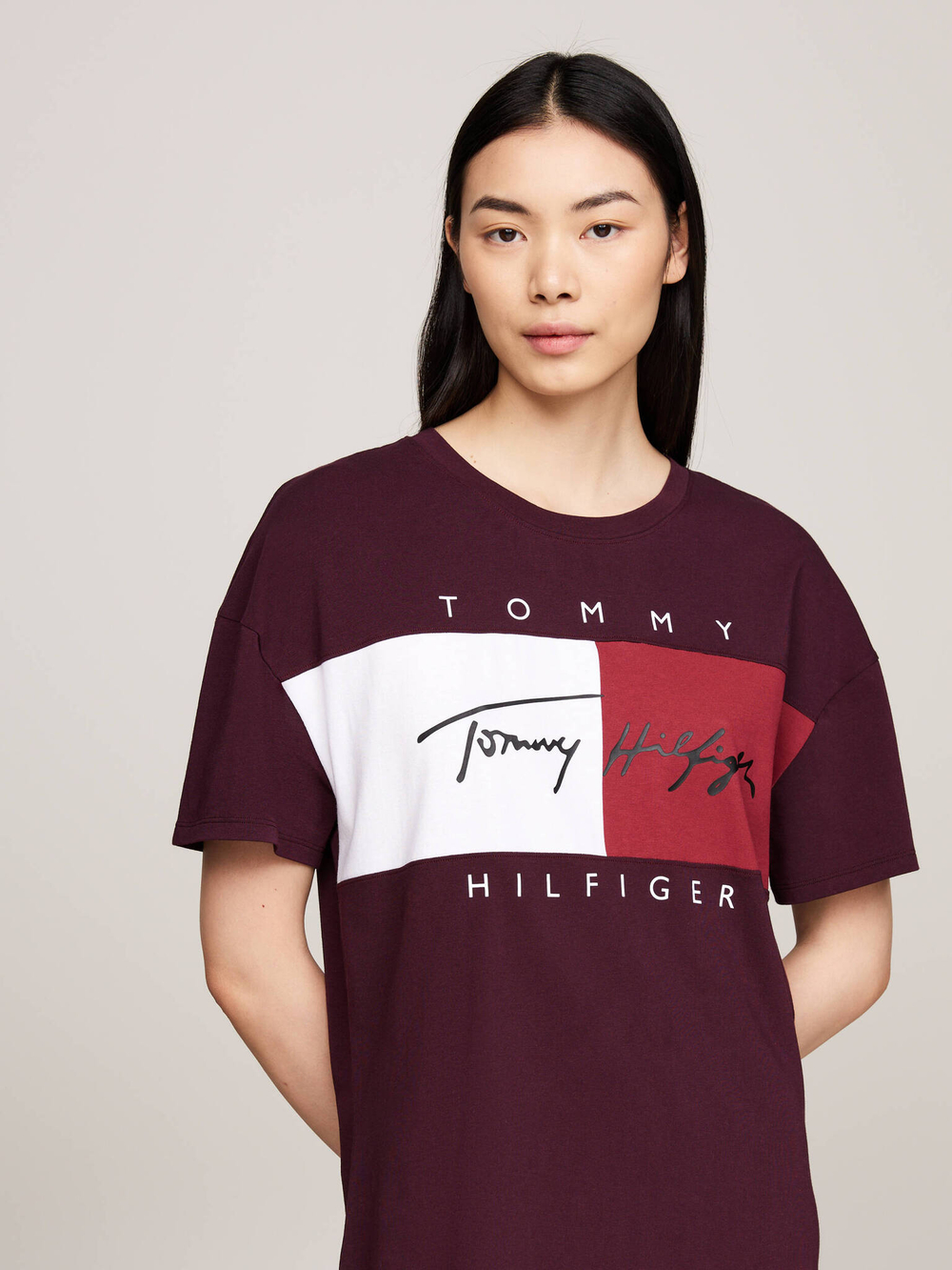 Ночная рубашка Tommy Hilfiger - бордовый(UW0UW05631)