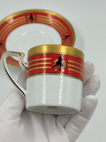 Кофейная пара Celine с красной каймой