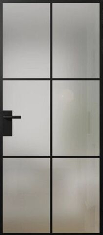 Межкомнатная дверь Фрамир A-Line 6 PO Триплекс оптивайт матовый Черный (алюминиевый профиль)