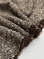 Шерсть с альпакой и п/а пальтовая Ferla бело-коричневая елочка