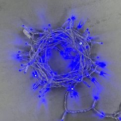 Светодиодная гирлянда с колпачком 100 синих LED ламп 10 м., 220-230 В., прозрачный провод ПВХ, IP65, LTC (PST100CAP-10-2B)