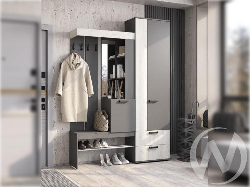 Прихожая Трамп (графит/дуб крафт белый)