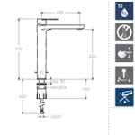 Смеситель для раковины чаши ALEXIA 3602NM чёрный