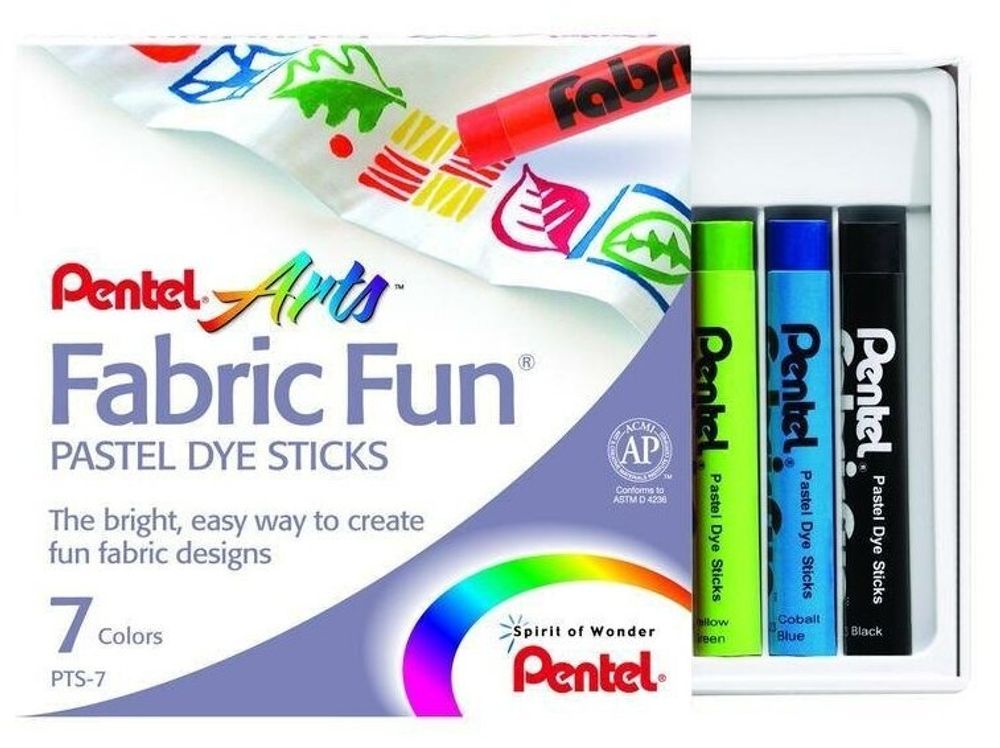 Пастель для ткани PENTEL "Fabric Fun", 7 цветов, картонная упаковка, PTS-7