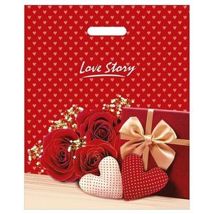 Пакет прорубная ручка Россия 38*47 см 60 мкм ПВД Лав стори  1 шт 500 шт/кор