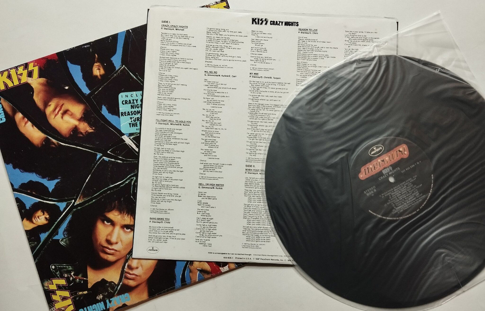 Винтажная виниловая пластинка LP Kiss Crazy Nights (USA 1987)