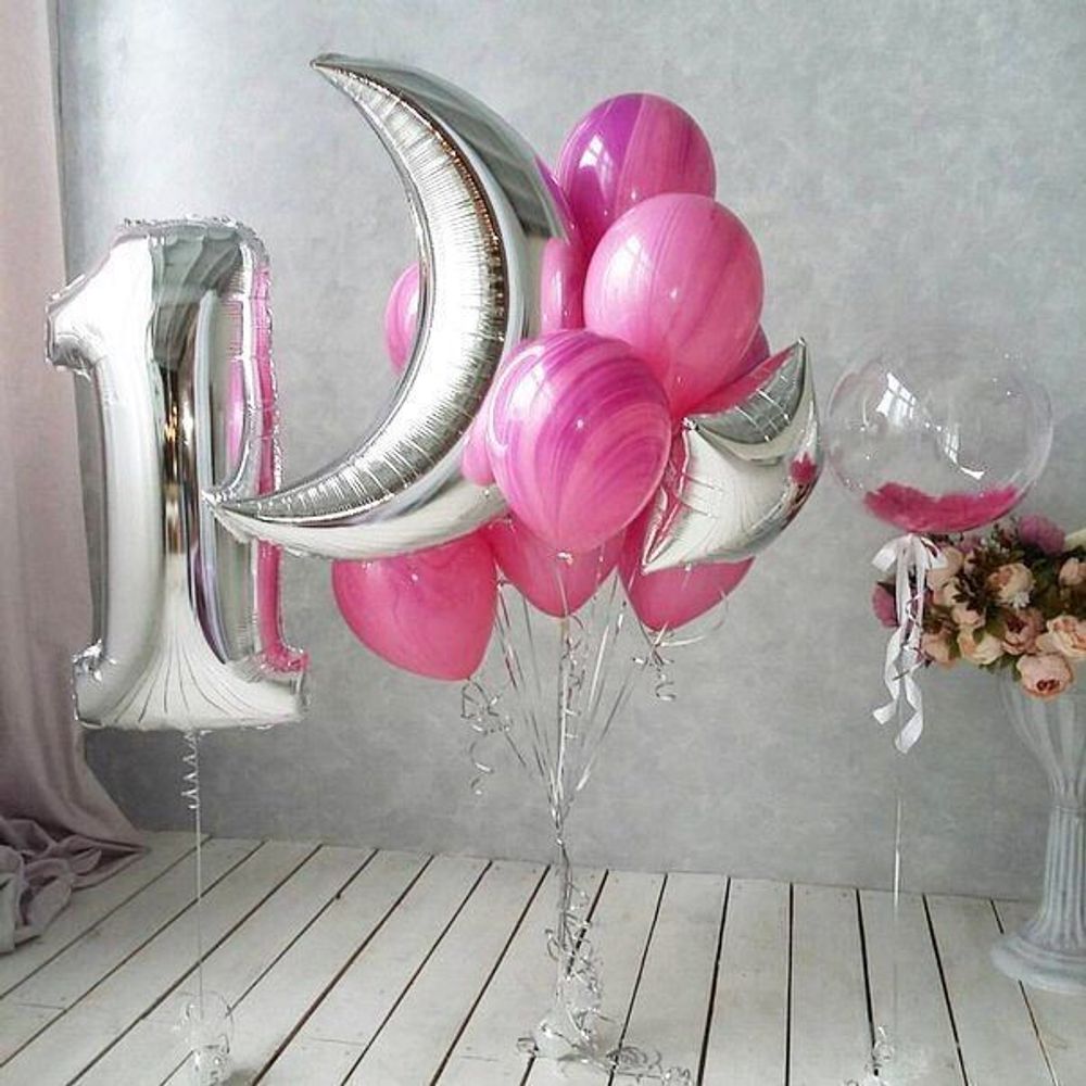 Шар (35"/89 см) Фигура, Полумесяц, Серебро 1 шт.