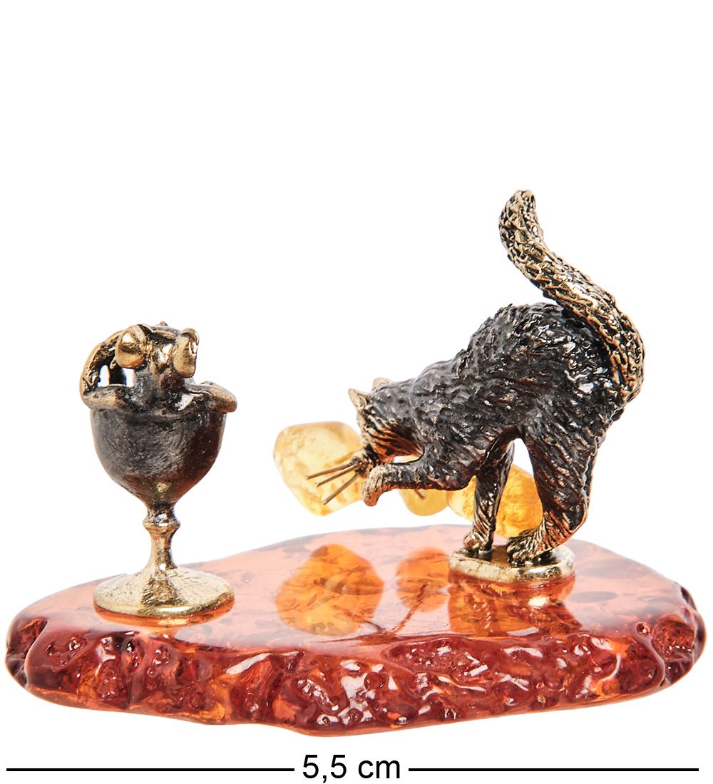 Народные промыслы AM- 512 Фигурка «Поздравляю» (латунь, янтарь)