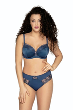 Трусики-слипы из эластичного трикотажного полотна и сетки с вышивкой (Размер: L) (Цвет: темно-синий)