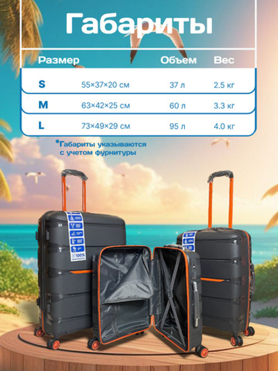 Большой чемодан Bon-Voyage PP Skycase#3, Серый, L