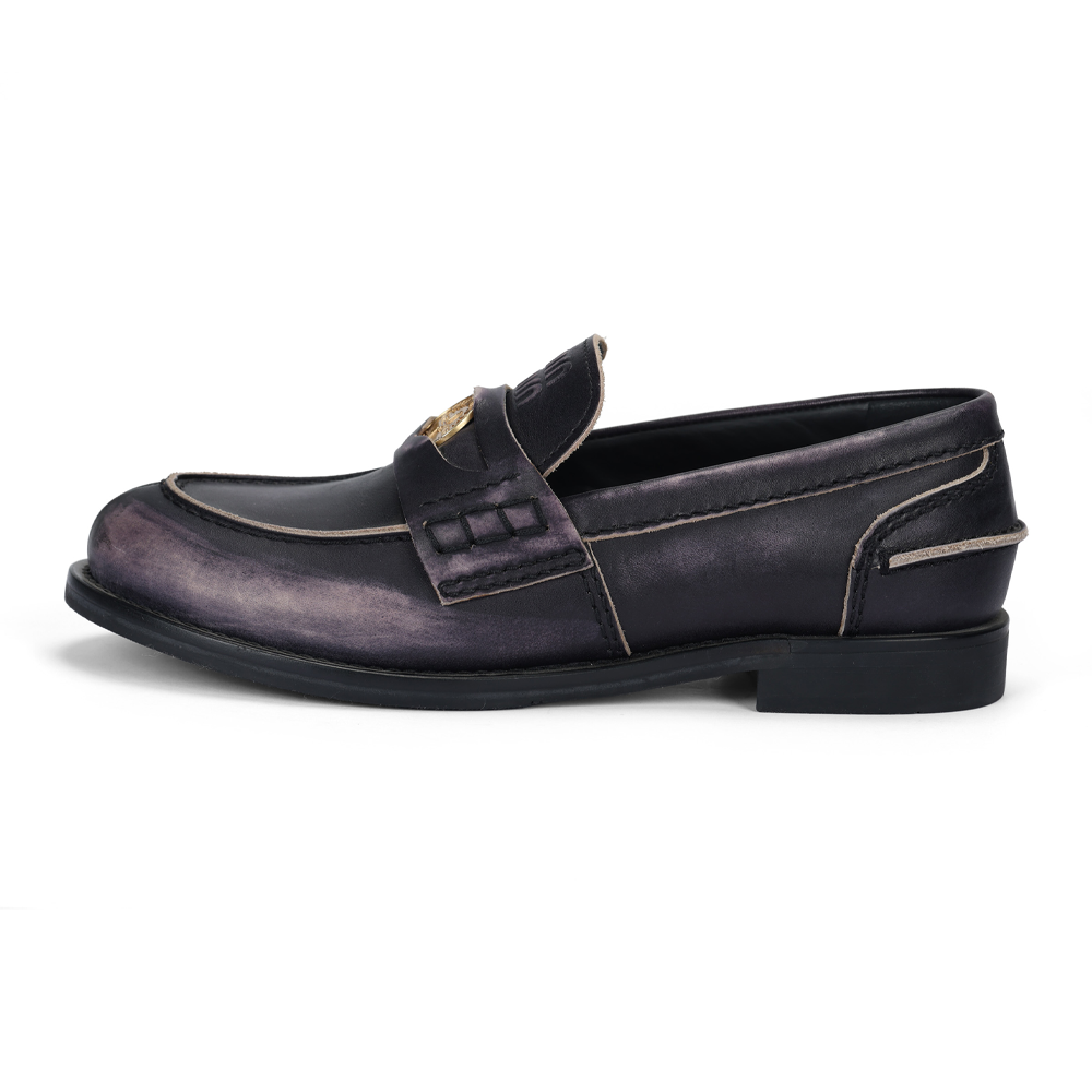MIU MIU Leather Loafers Women"s Vintage Blue