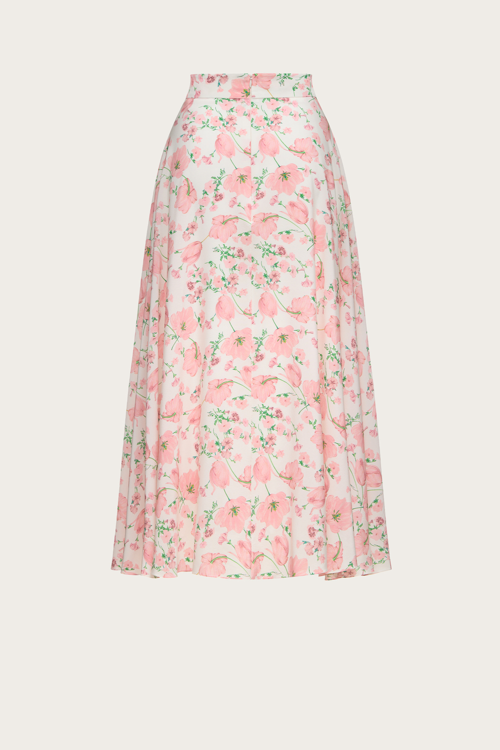 Юбка на шнуровке из розового шелка с авторским принтом