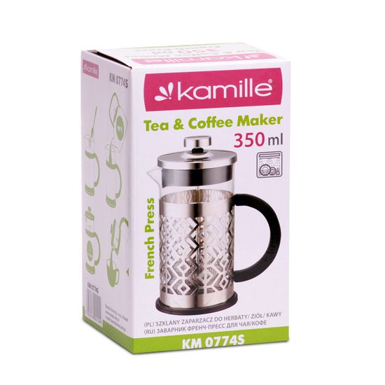 Френч-пресс 350 мл. Kamille KM 0774S нержавеющая сталь, стекло, бакелит