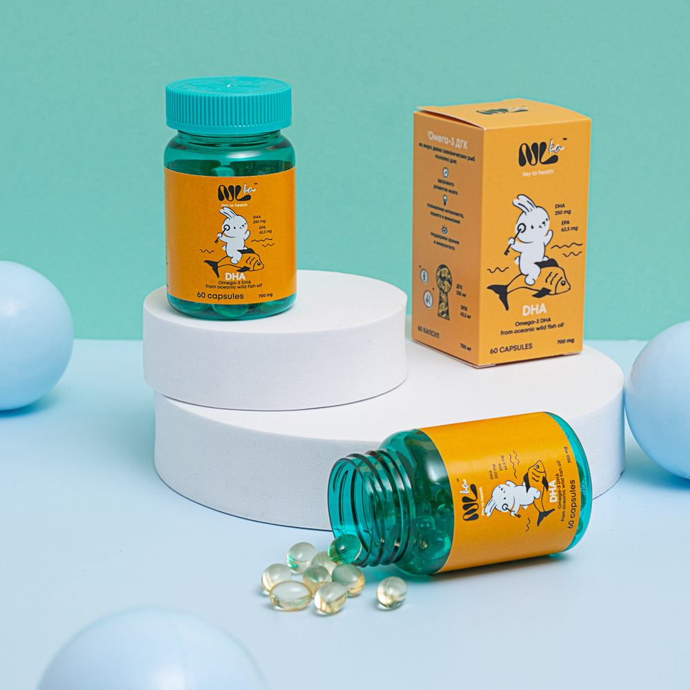 Nlka Для детей Омега-3 ДГК, 60шт (в 1 капсуле ЭПК 62мг, ДГК 250мг)