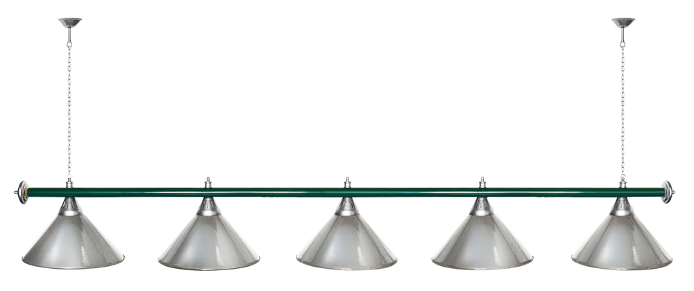 Лампа STARTBILLIARDS 5 пл. (плафоны зеленые,штанга золотая,фурнитура золото)