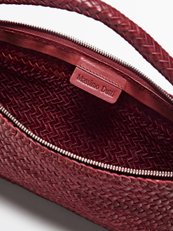 Massimo Dutti Сумка-круассан из плетеной кожи наппа, красный