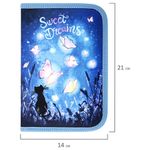 Пенал BRAUBERG с наполнением, 1 отделение, 1 откидная планка, 24 предмета, полиэстер, 21х14 см, "Sweet dreams", 270720