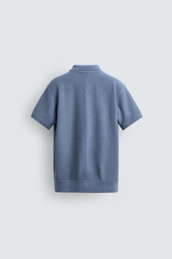 ZARA ПОЛО ПИКЕ REGULAR FIT, СИНИЙ