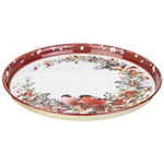 Поднос сервировочный "Снегири" красный 33*2,1см