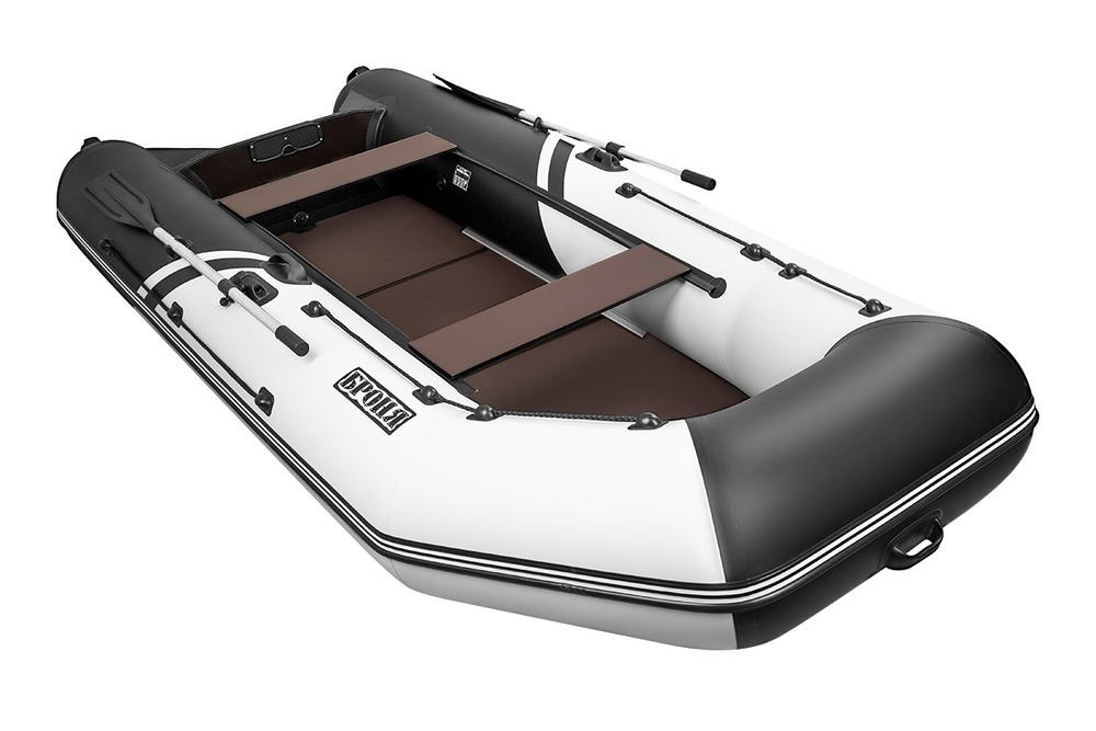 Броня-340 СК слань+киль белый-черный (Лодка ПВХ под мотор с усилением)